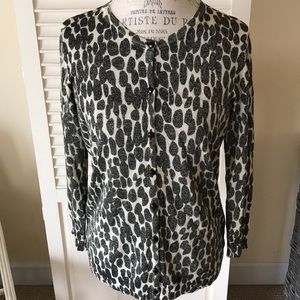 Joseph A. leopard Cardigan Sweater Size Large